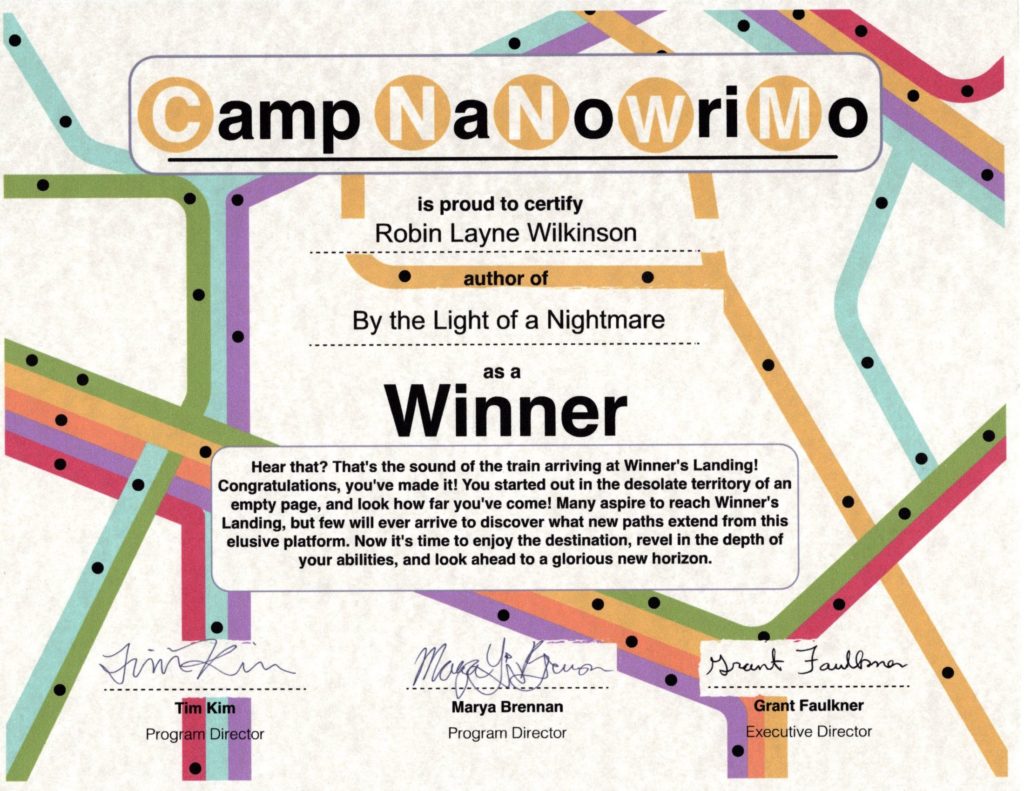 NaNoWriMo winner certificate